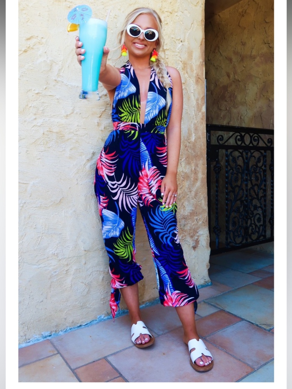 Tropical Print Jumpsuit Romper